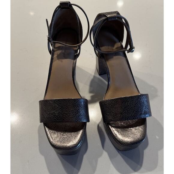 Banana Republic Women's Size 8 Pewter Metallic Leather Platform Heels - Picture 3 of 13